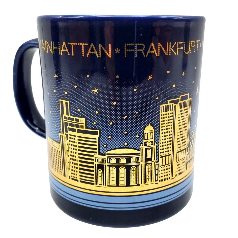 Mainhattan Frankfurt Mug Blue Gold Skyline Coffee Cup Staffordshire England